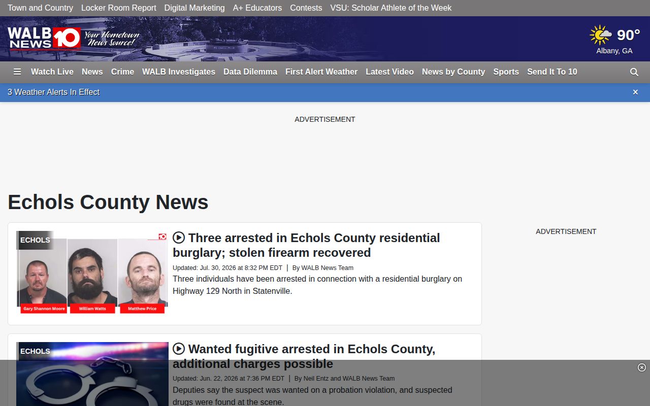Echols County independent local news and arrest-record landing page